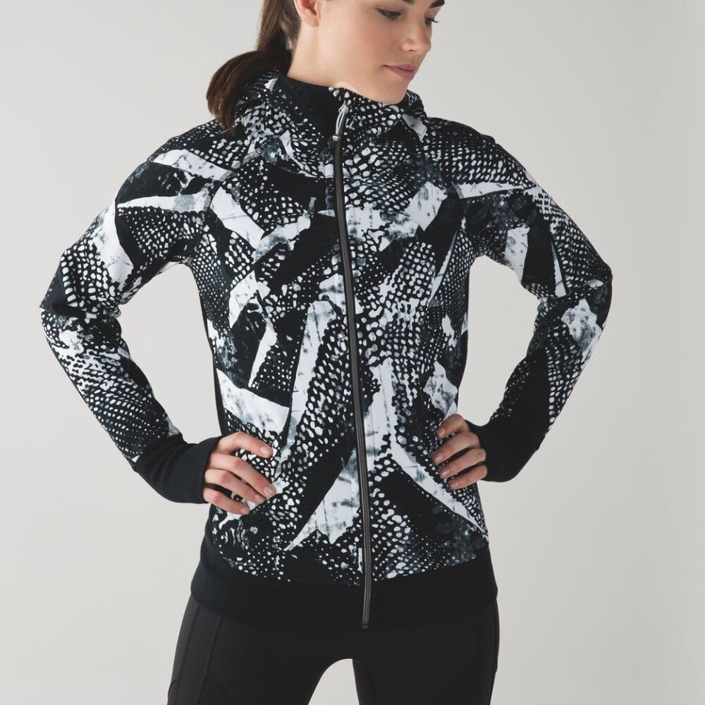 NWOT Lululemon Scuba Hoodie III, Sz 6, Static Mist White Black